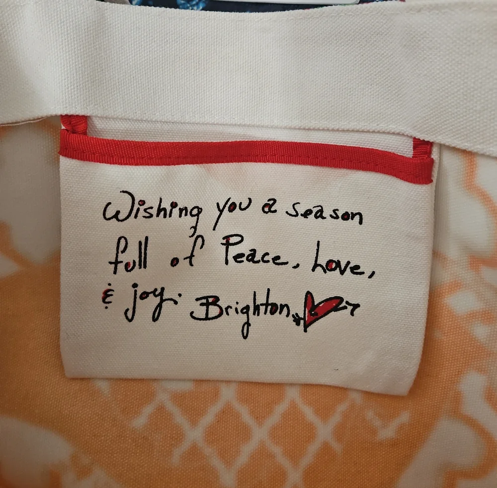 Brighton Love & Joy Holiday Shopping Canvas Tote Bag.